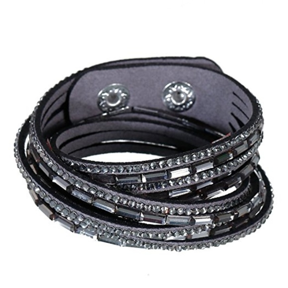 CLOSEOUT SALE! Suede Rhinestone Bracelet Wrap - Picture 2 of 3